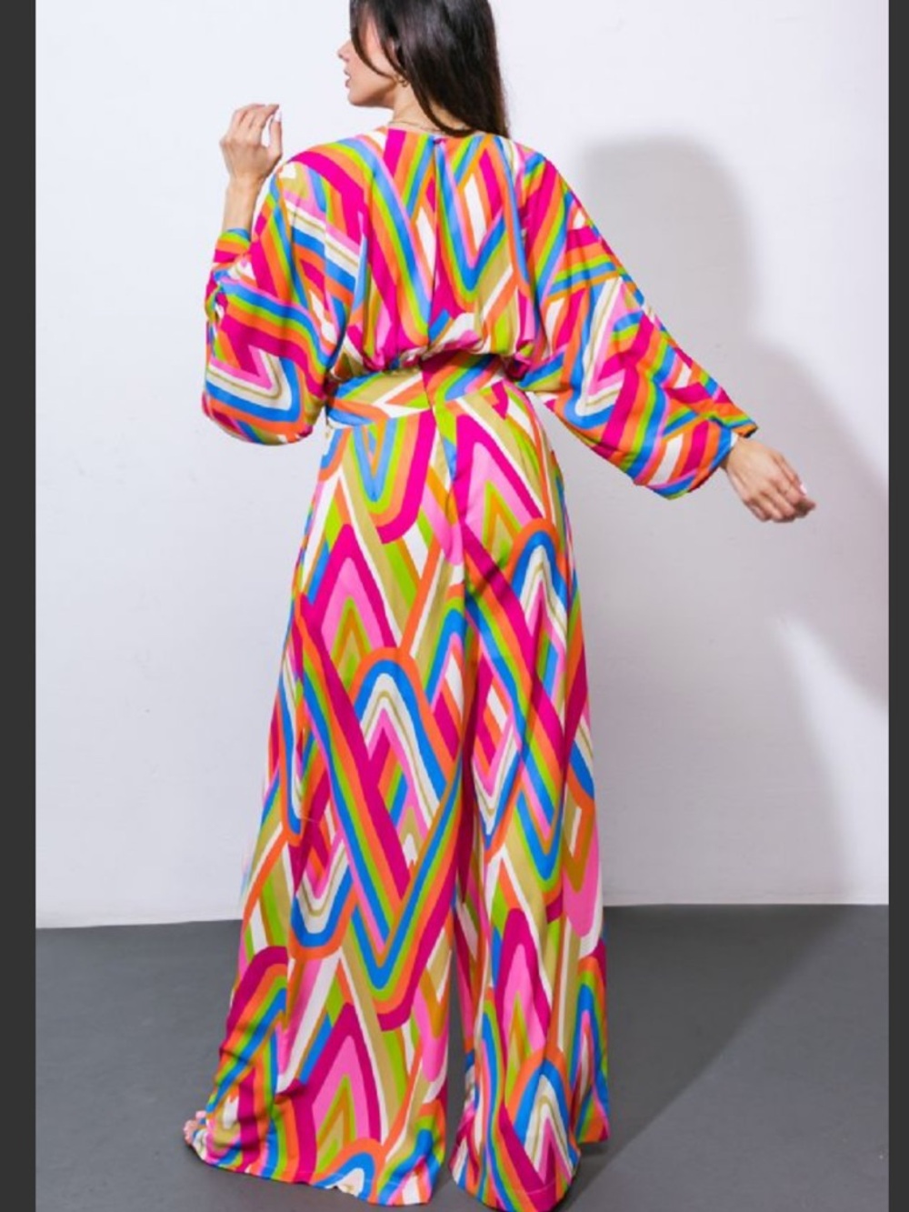FLYING TOMATO Vibrant Multi-Color Wide-Leg Jumpsuit - Picture 3 of 7